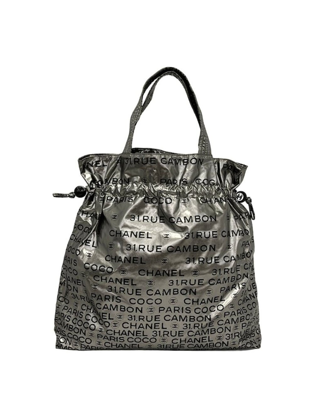 Chanel Tote Unlimited Silver Black Drawstring